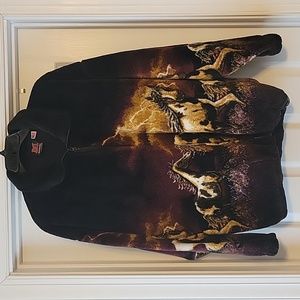 Fuzzy warm horseprint jacket